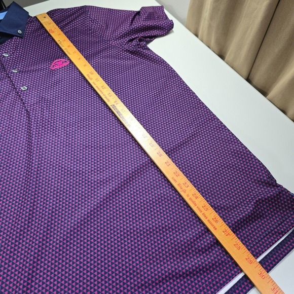 Greyson Men Golf Polo Shirt‎ Large Purple Pink Stretch Athletic Preppy Travel - Picture 10 of 11